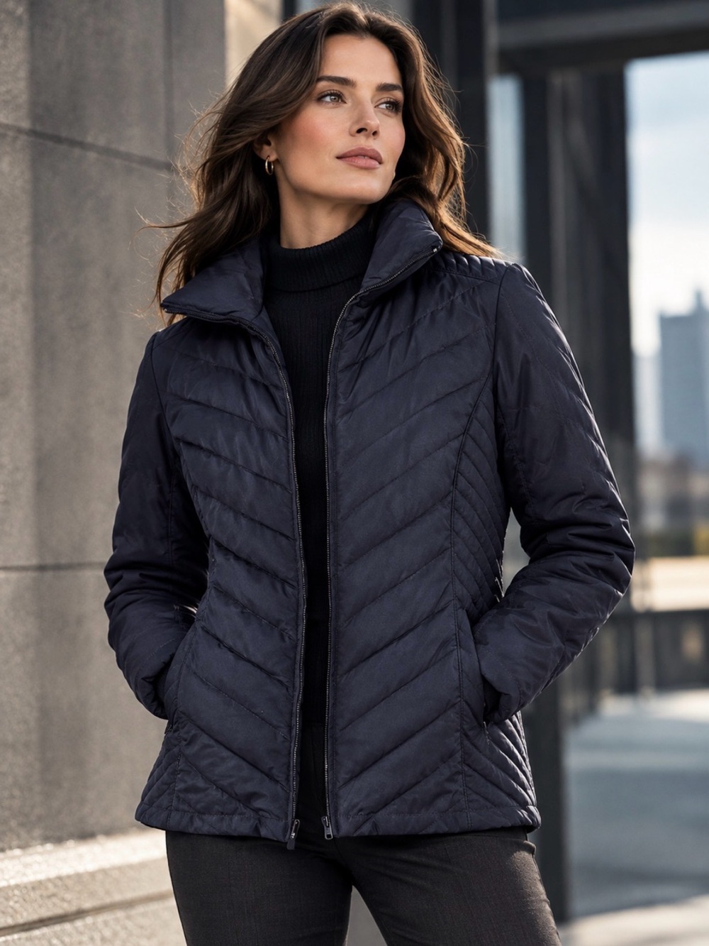 Kenneth Cole Quilted Down Puffer Jacket Minimalist Quiet Luxury Winter